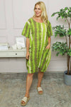 Milana Pattern Linen Dress Green