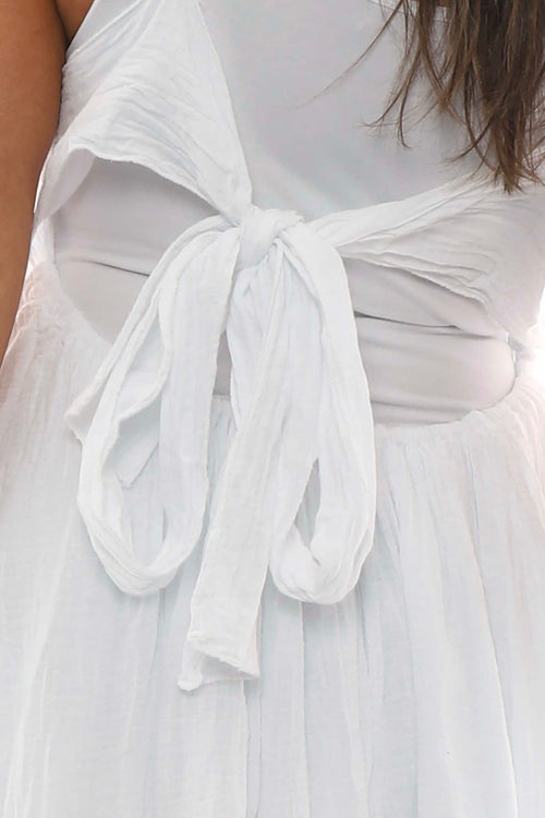Julia Bow Back Cotton Dress White - Image 2