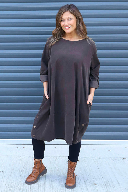 Deborah Needlecord Dress Cocoa - Image 2