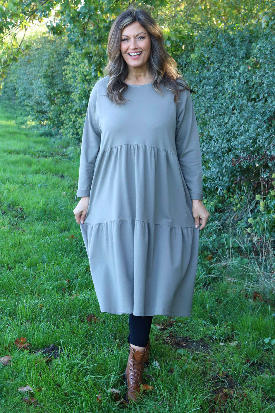 Petunia Tiered Cotton Dress Mocha