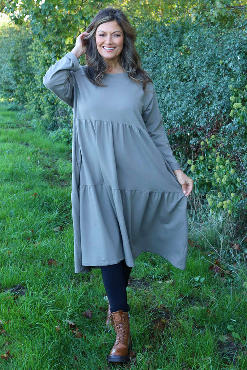 Petunia Tiered Cotton Dress Mocha - Image 2