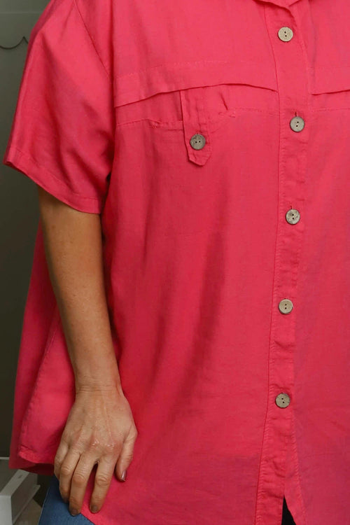 Lily Linen Shirt Hot Pink - Image 3