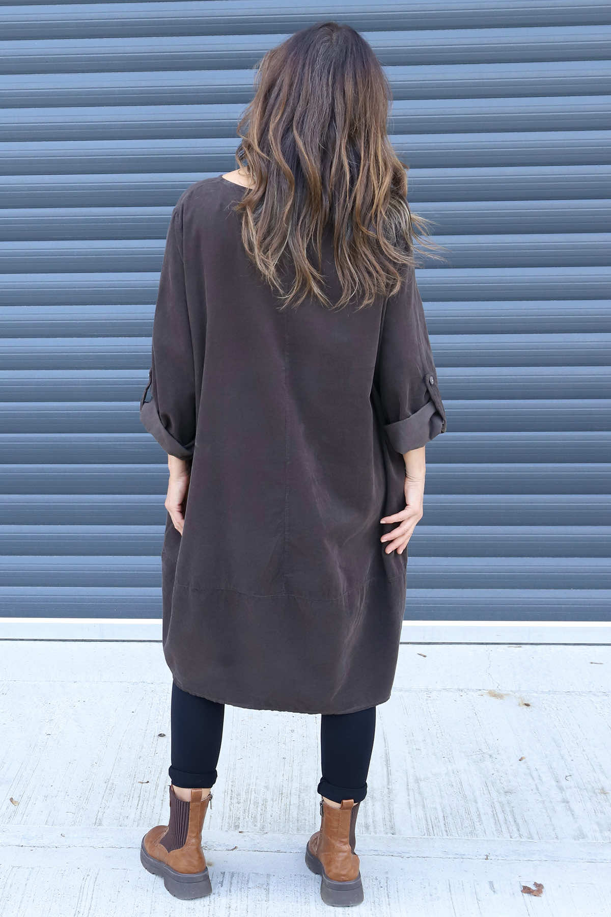 Deborah Needlecord Dress Cocoa
