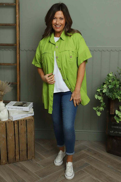 Lily Linen Shirt Olive - Image 2