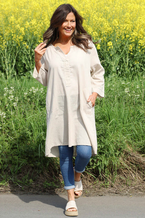 Davina Linen Tunic Stone - Image 2