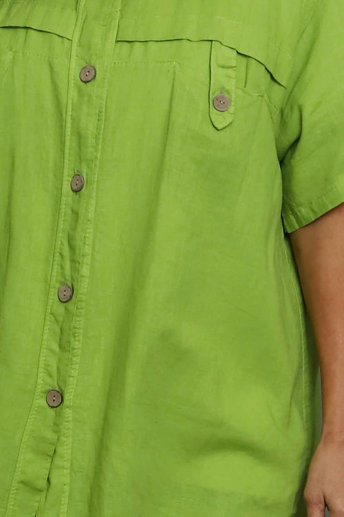 Lily Linen Shirt Olive - Image 4