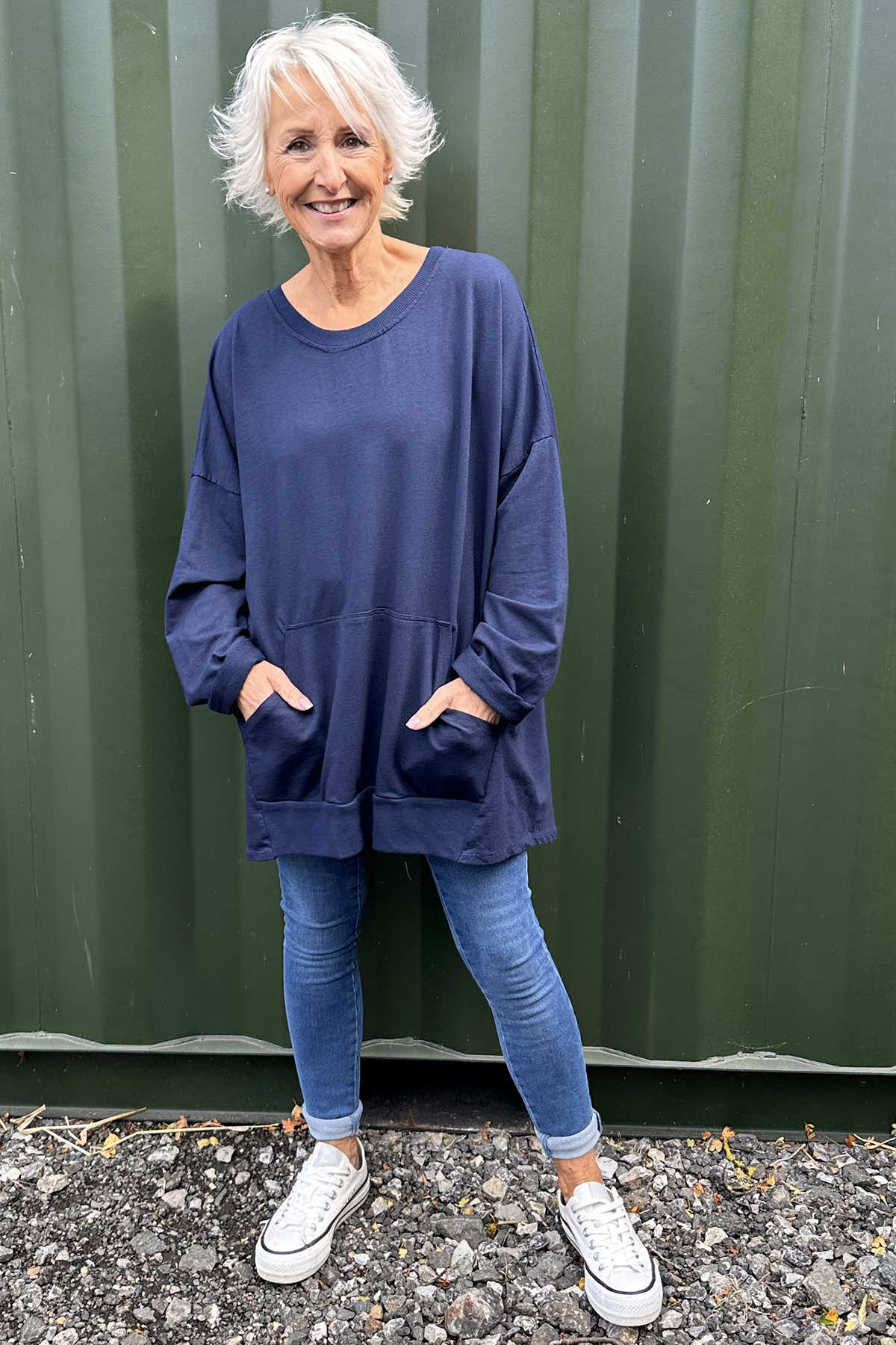 Samantha Pocket Cotton Top Navy