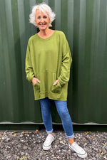 Samantha Pocket Cotton Top Olive Olive - Samantha Pocket Cotton Top Olive