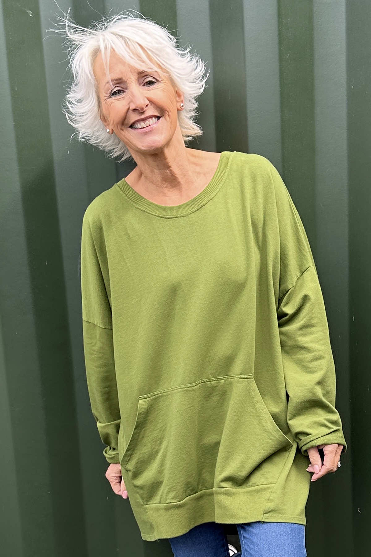 Samantha Pocket Cotton Top Olive