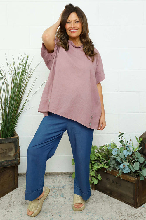 Haley Linen Top Mauve - Image 2