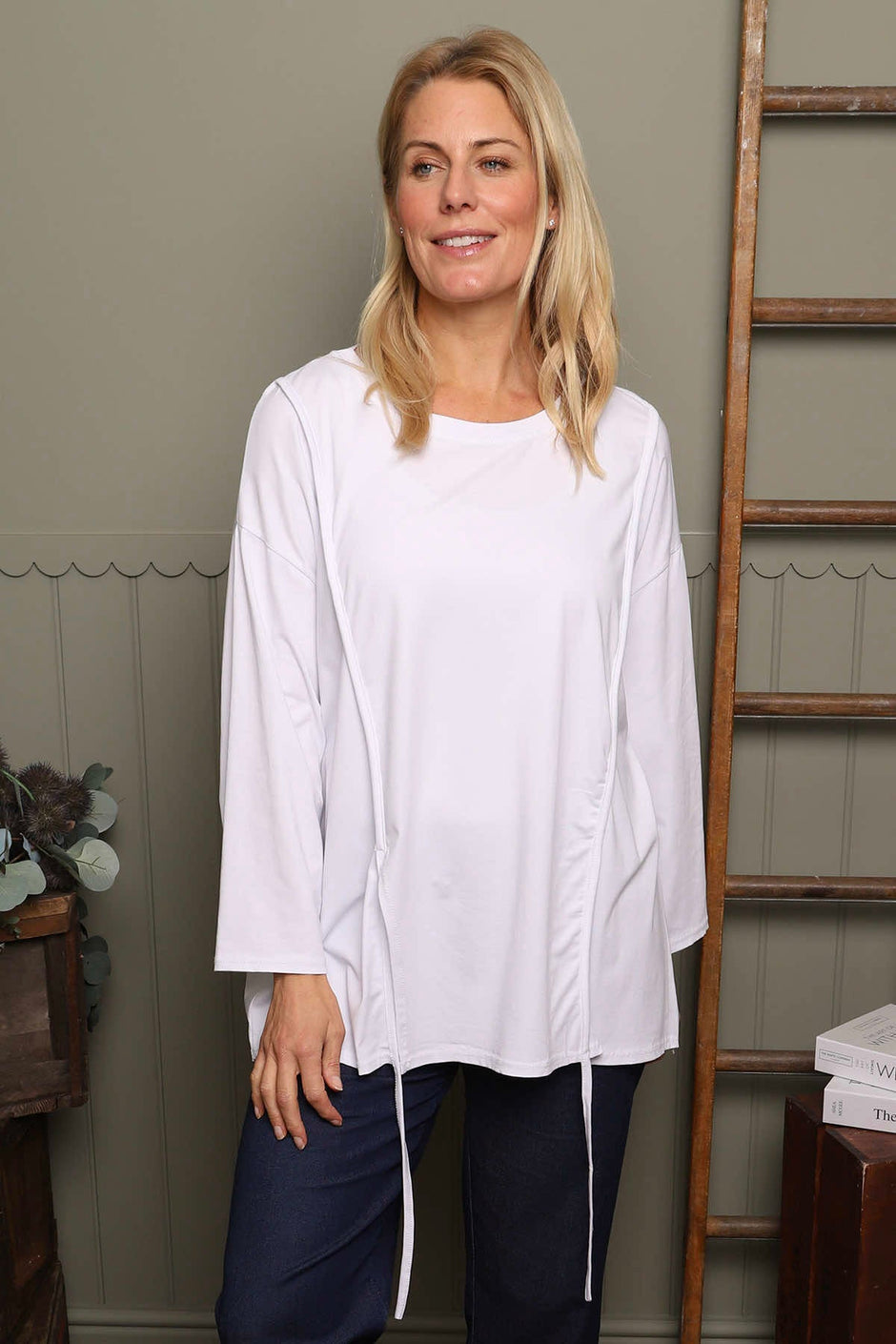 Andie Seam Detail Cotton Top White