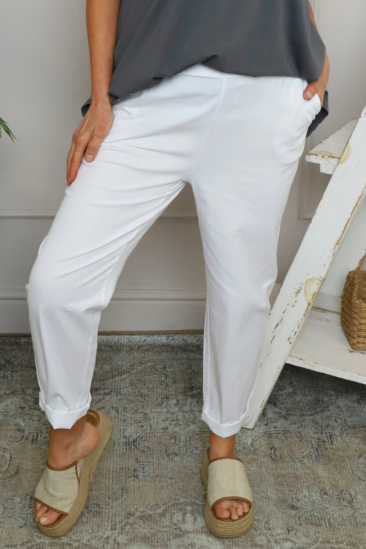 Elodie Cotton Trousers White