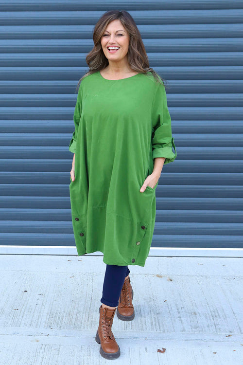 Deborah Needlecord Dress Green - Image 1