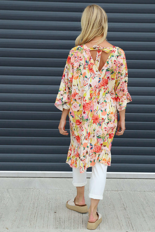 Tahlia Floral Linen Tunic Yellow - Image 4