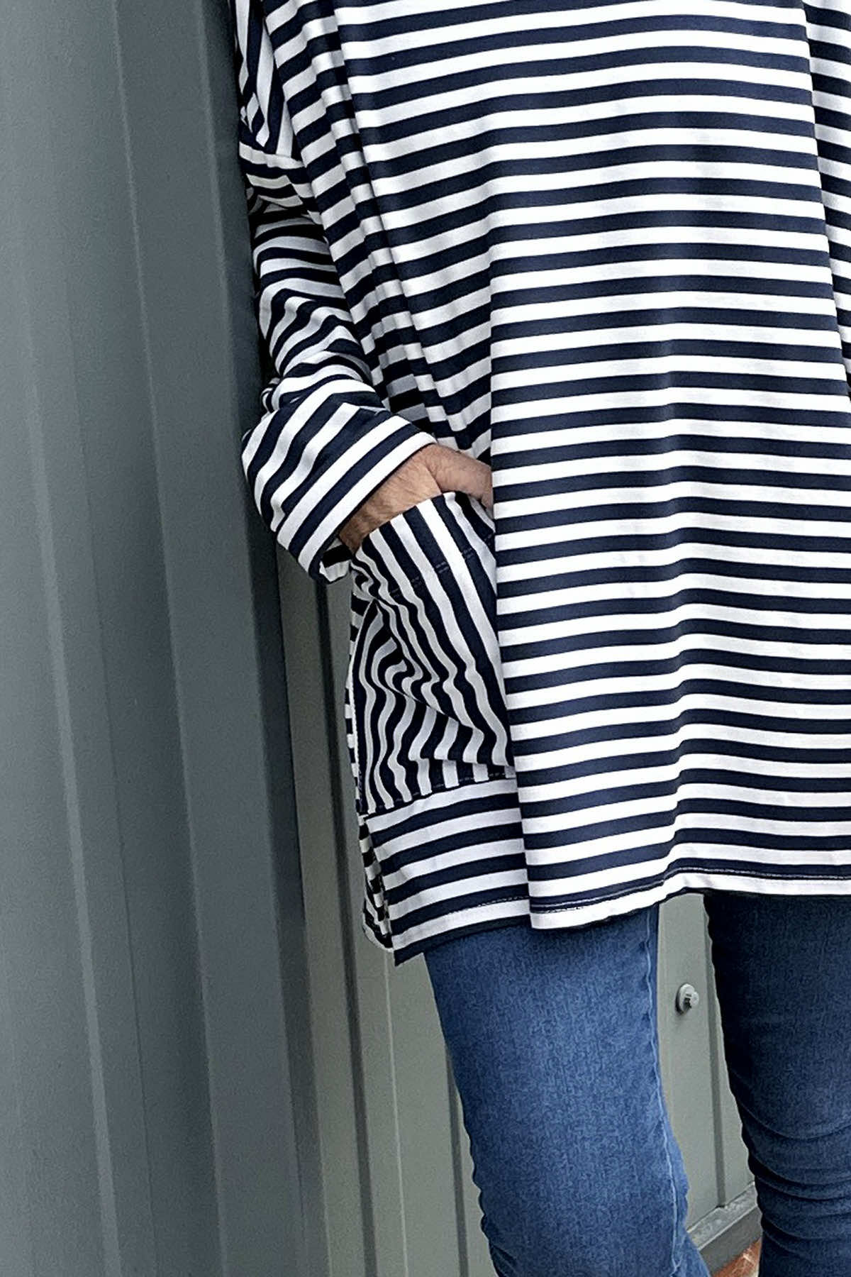 Jemima Stripe Pocket Top Navy