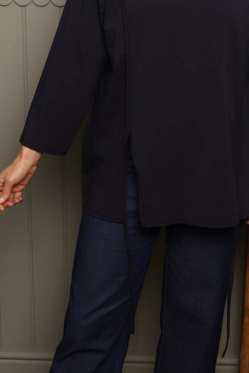 Andie Seam Detail Cotton Top Navy - Image 3
