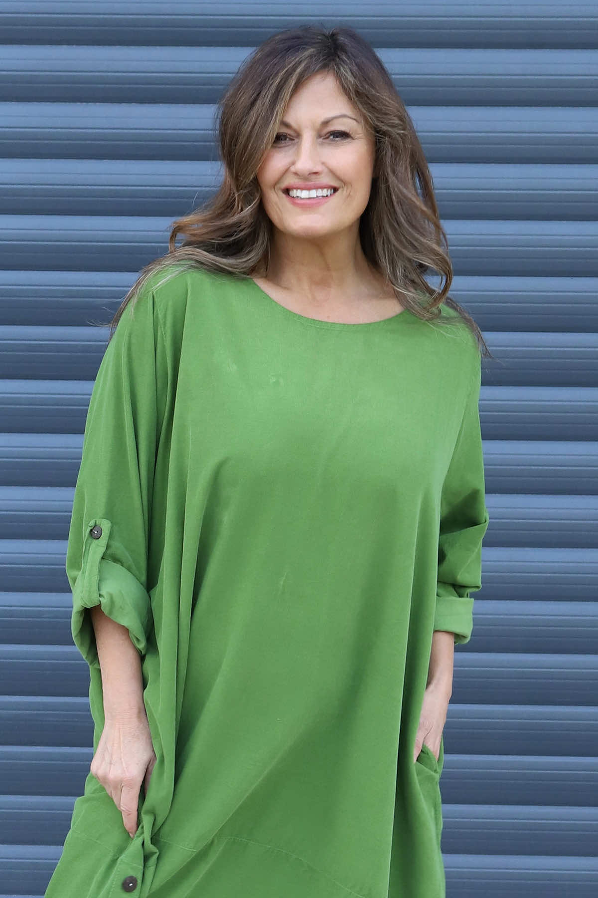 Deborah Needlecord Dress Green