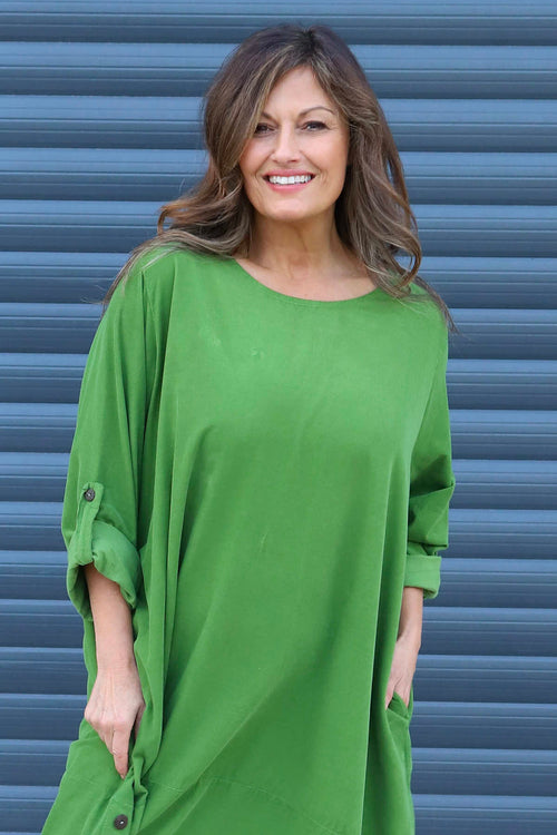 Deborah Needlecord Dress Green - Image 2