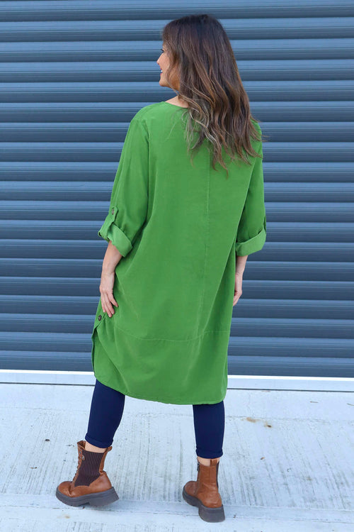 Deborah Needlecord Dress Green - Image 4