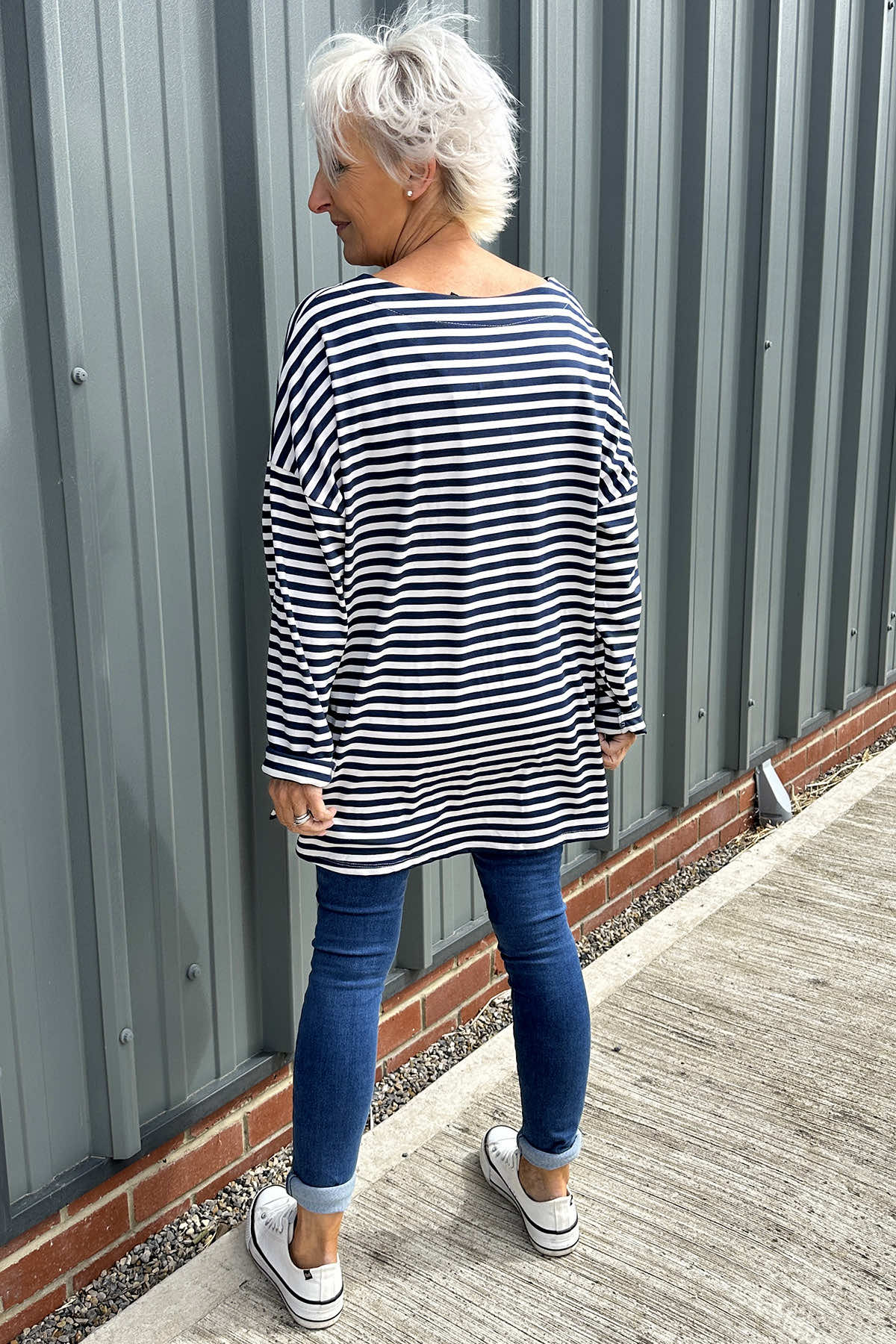 Jemima Stripe Pocket Top Navy