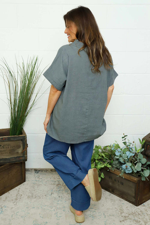 Haley Linen Top Mid Grey - Image 4