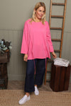 Andie Seam Detail Cotton Top Fuchsia