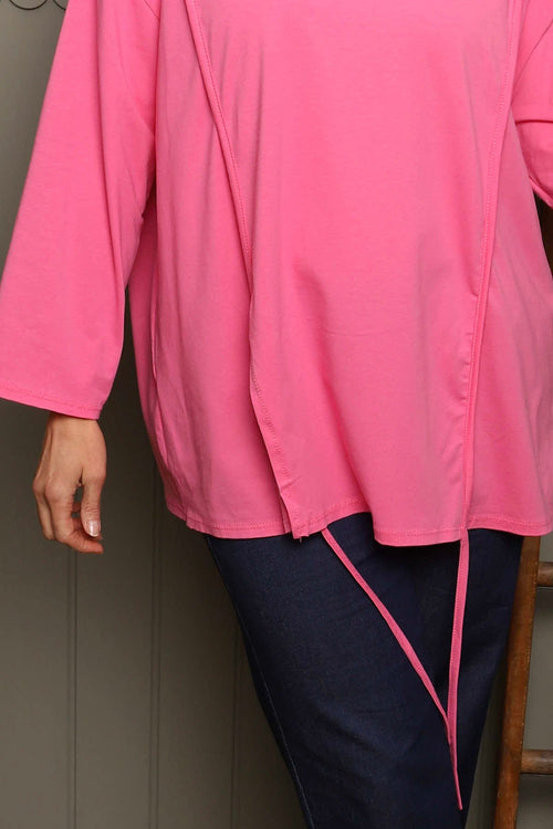 Andie Seam Detail Cotton Top Fuchsia - Image 3