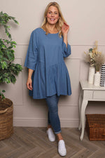 Lanton Linen Tunic Blue Blue - Lanton Linen Tunic Blue