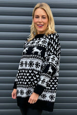 Dasher Festive Knitted Jumper Black Black - Dasher Festive Knitted Jumper Black