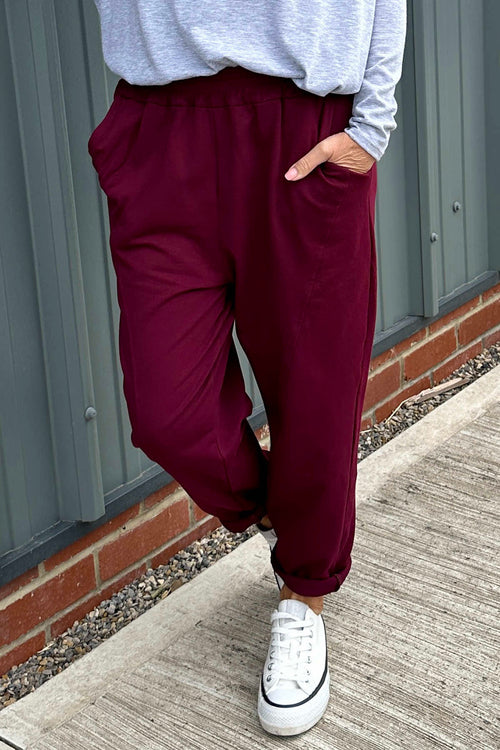 Gwen Cotton Joggers Burgundy - Image 3