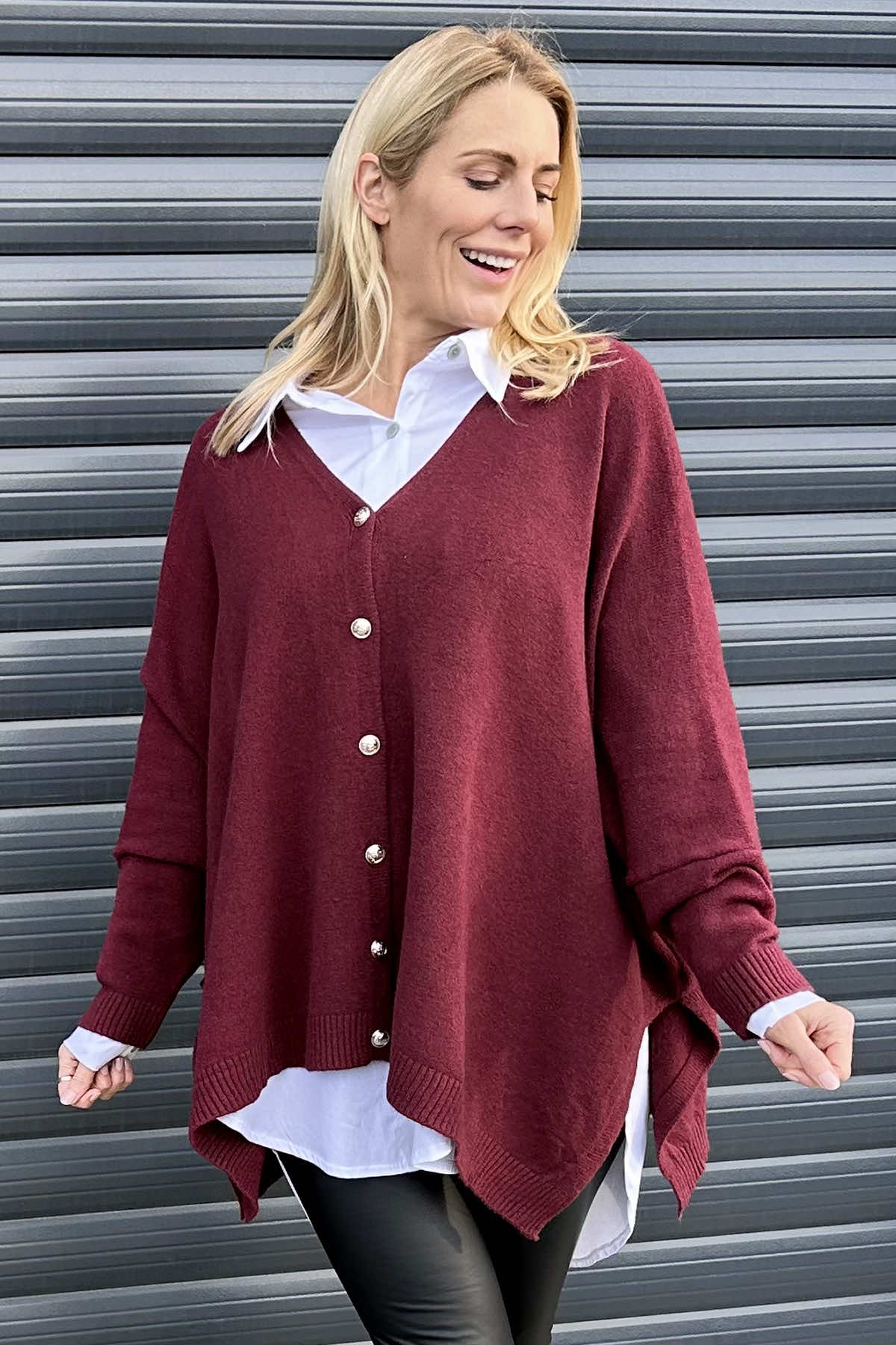 Hattie Knitted Cardigan Wine