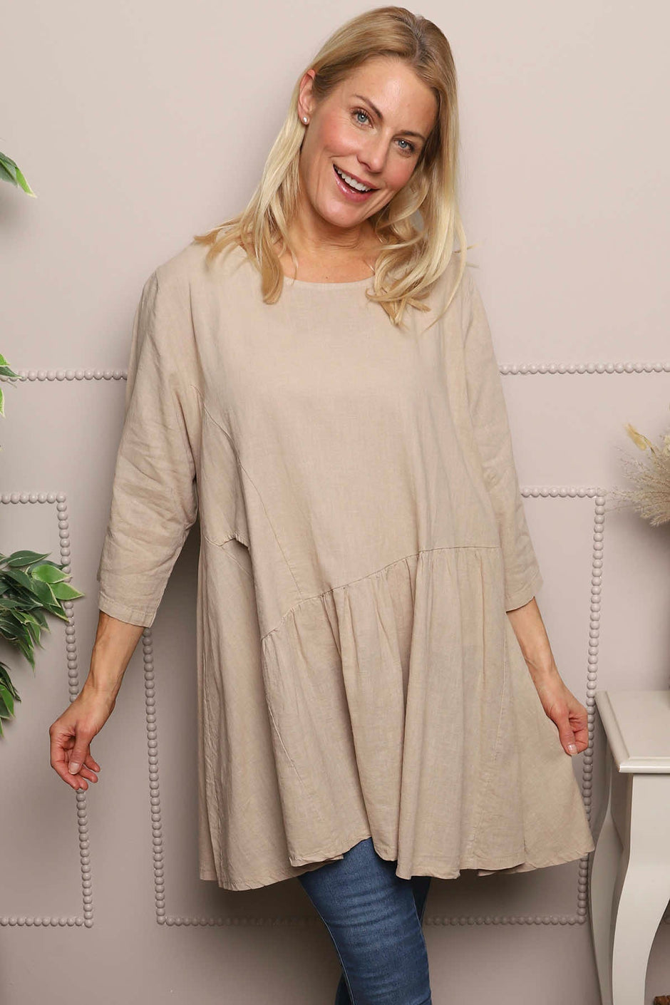 Lanton Linen Tunic Camel