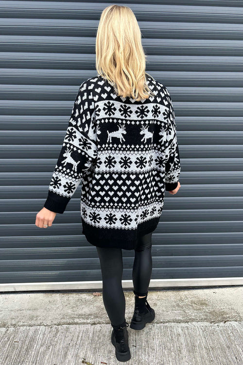 Dasher Festive Knitted Jumper Black - Image 4