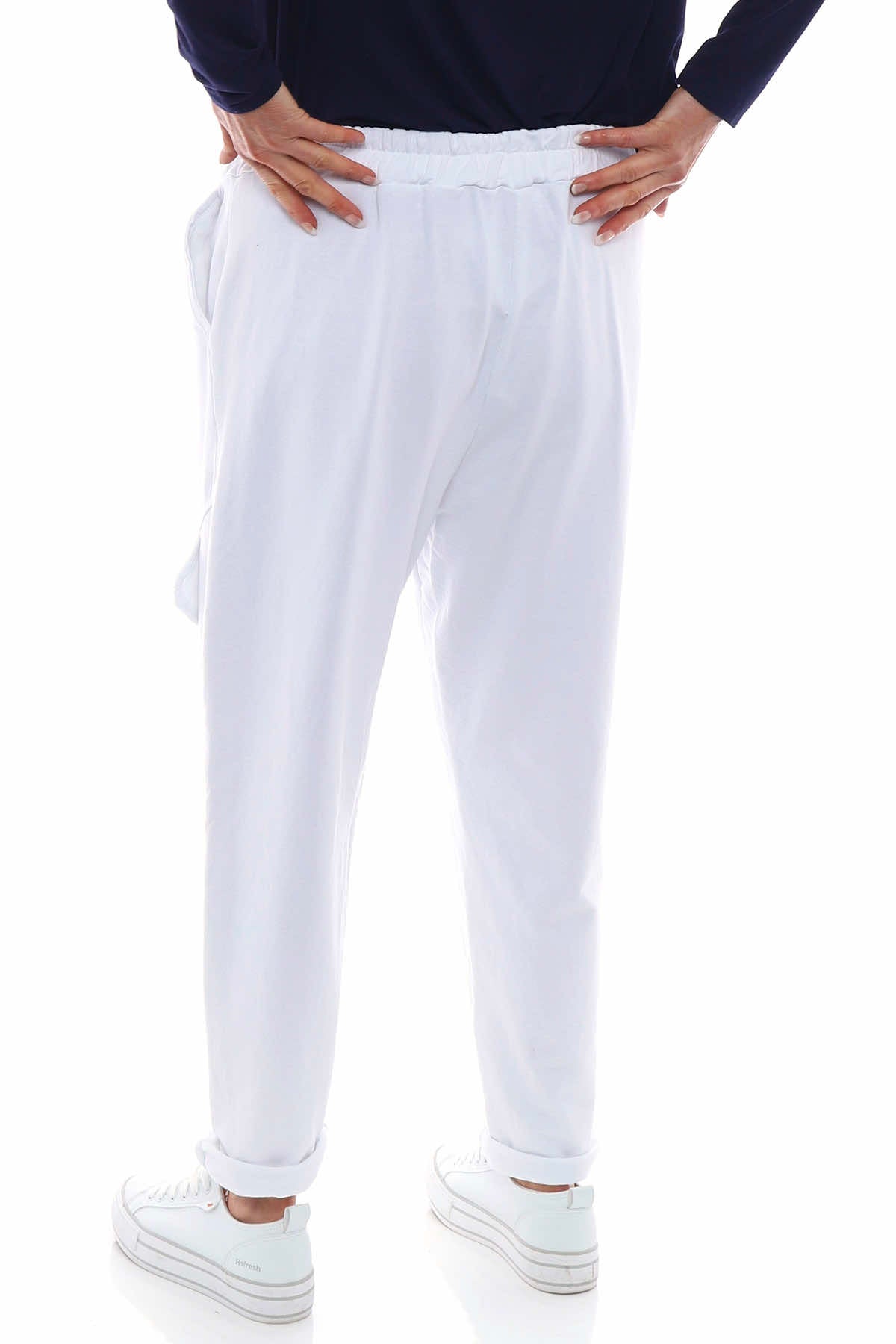 Kayomi Jersey Pocket Cotton Joggers White