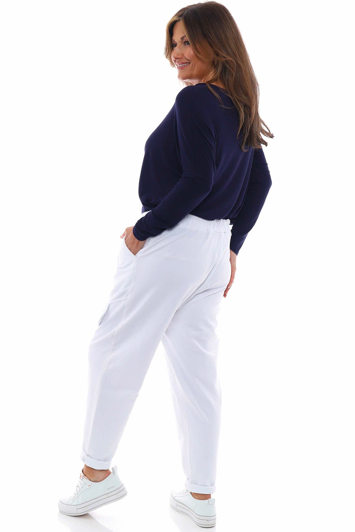 Kayomi Jersey Pocket Cotton Joggers White