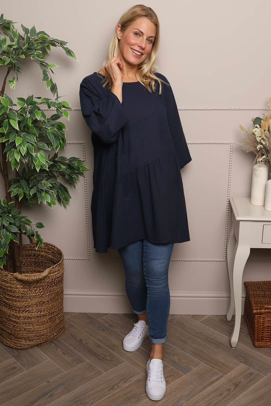 Lanton Linen Tunic Navy