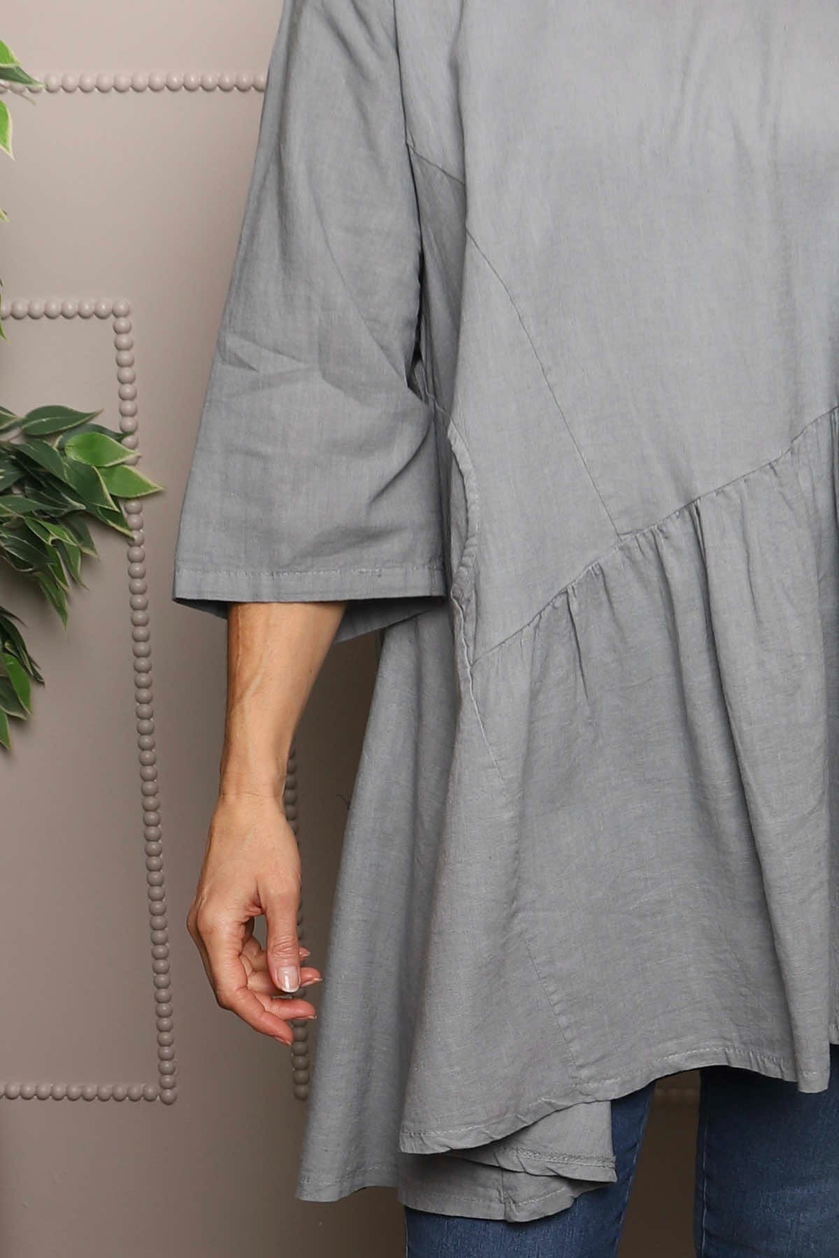 Lanton Linen Tunic Mid Grey