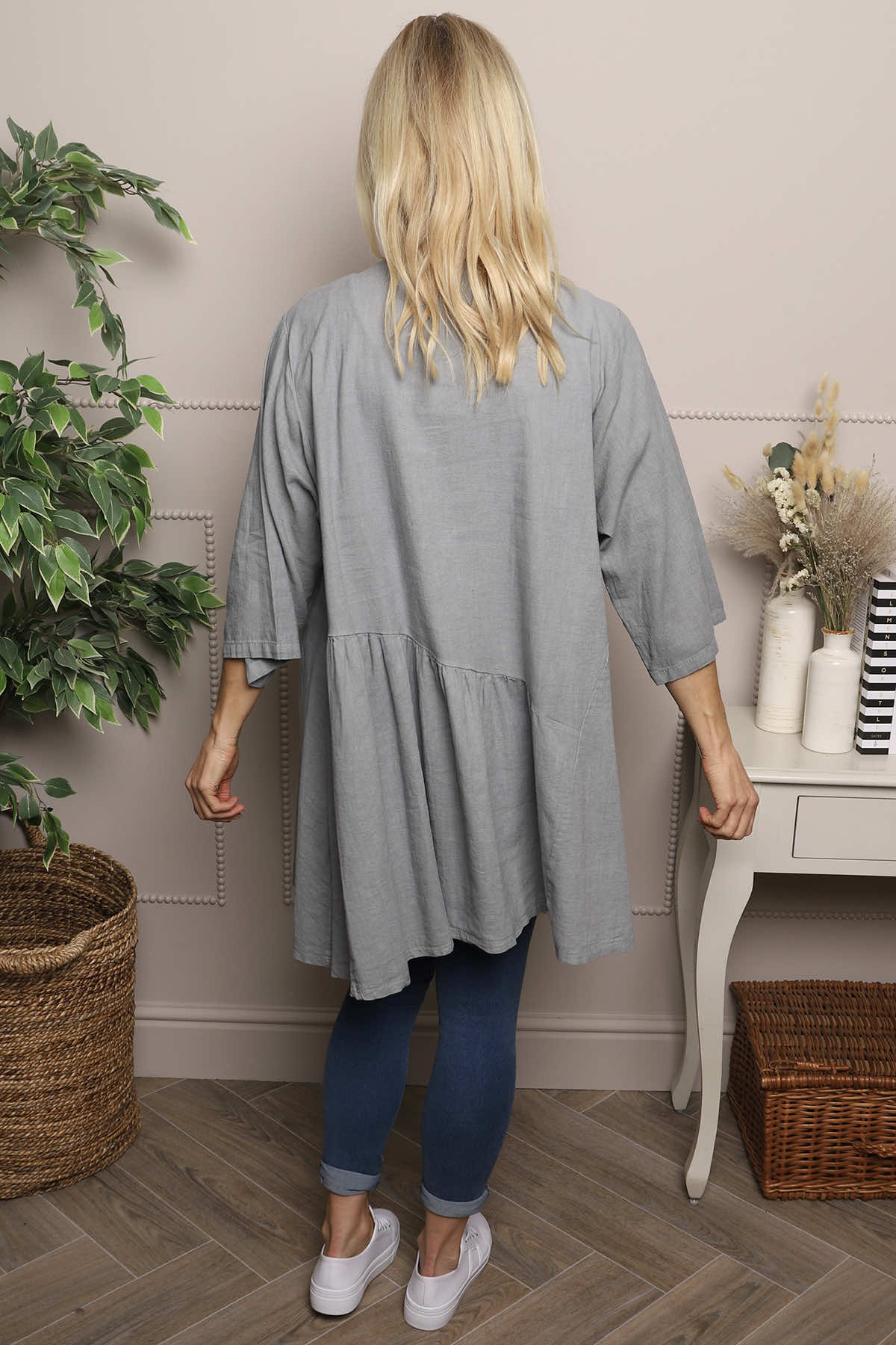 Lanton Linen Tunic Mid Grey