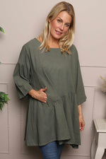 Lanton Linen Tunic Khaki Khaki - Lanton Linen Tunic Khaki