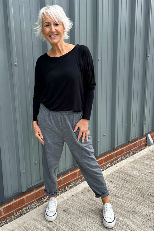 Gwen Cotton Joggers Marl Charcoal - Image 3