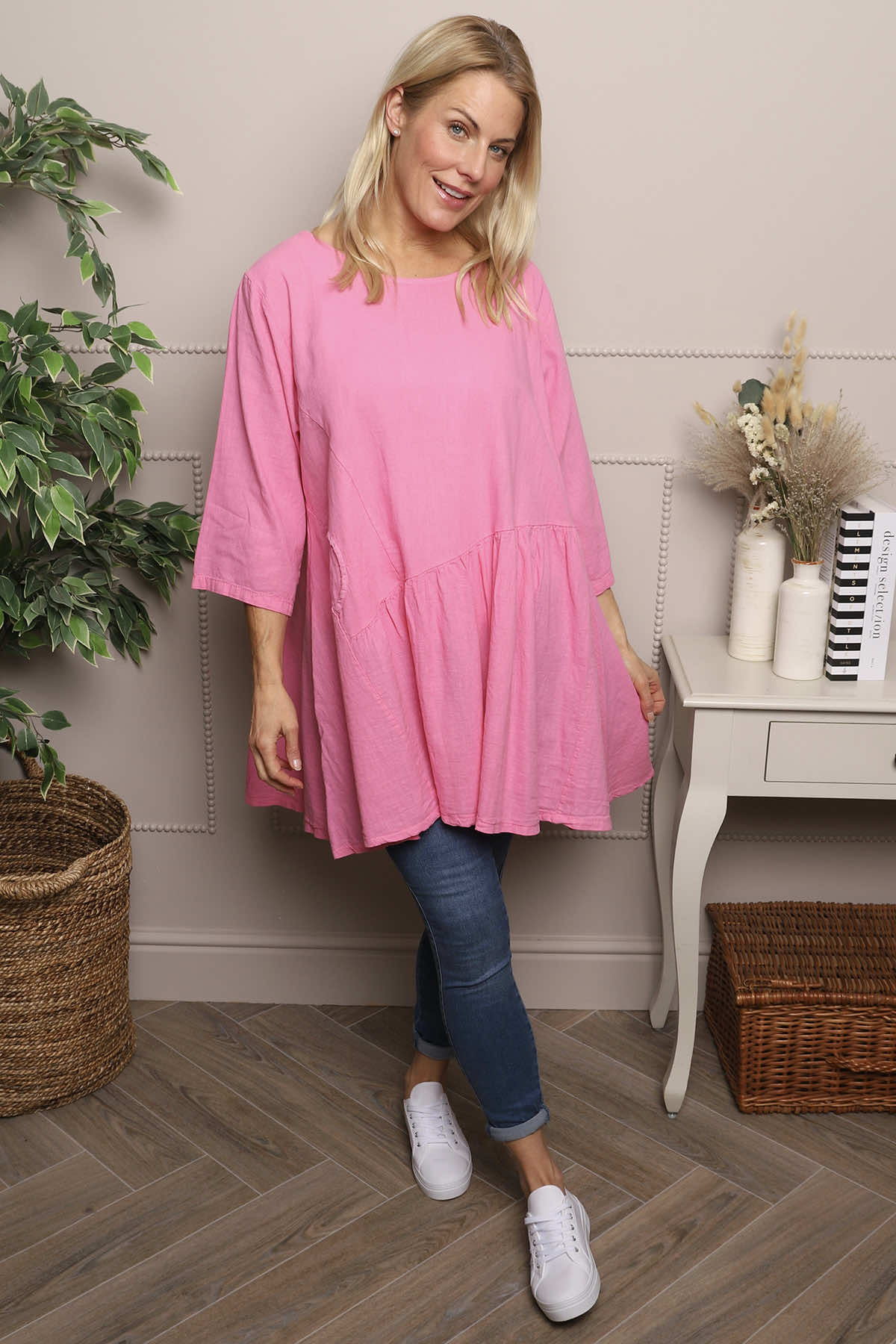 Lanton Linen Tunic Fuchsia