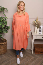 Cromer Button Detail Linen Dress Orange Orange - Cromer Button Detail Linen Dress Orange