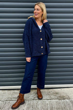 Joelle Hooded Boucle Cardigan Navy Navy - Joelle Hooded Boucle Cardigan Navy