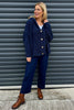 Joelle Hooded Boucle Cardigan Navy