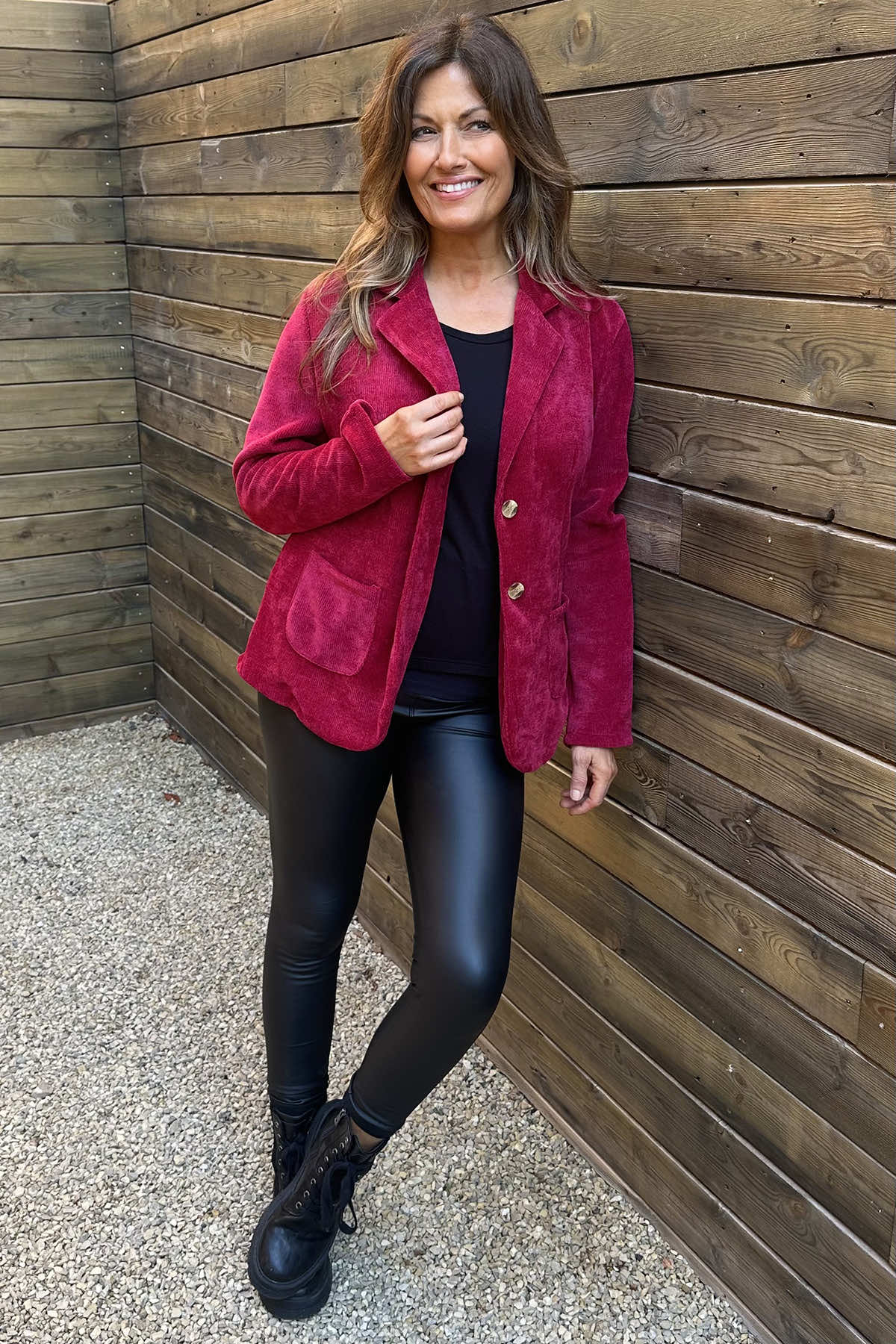 Stephanie Cord Jacket Red