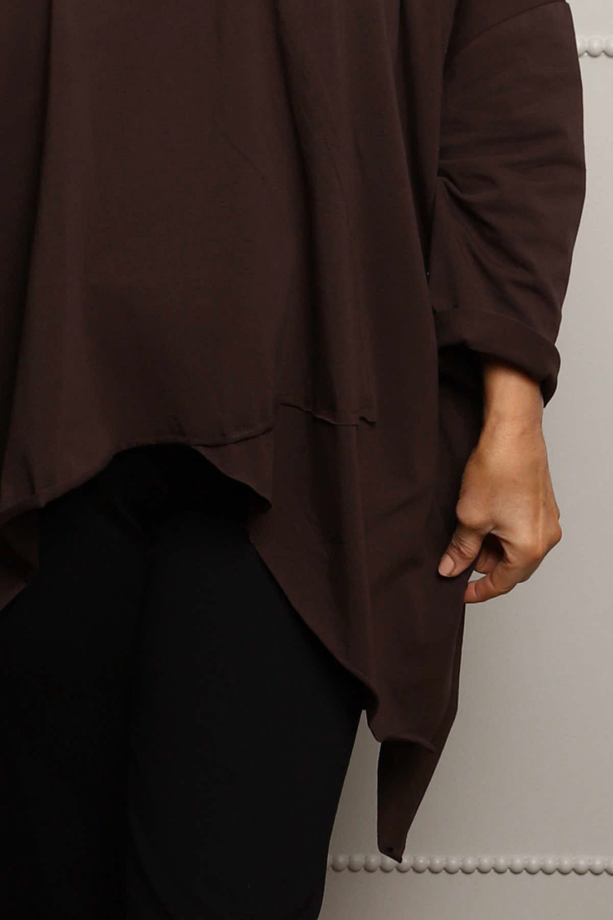 Jodie Dip Side Cotton Top Cocoa