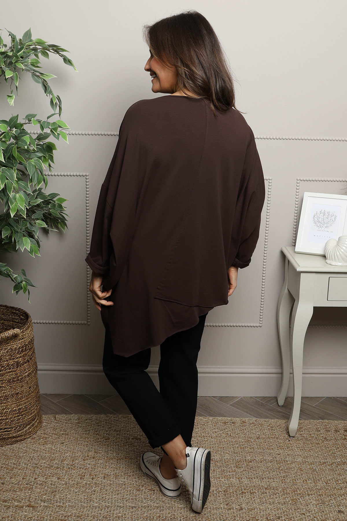Jodie Dip Side Cotton Top Cocoa