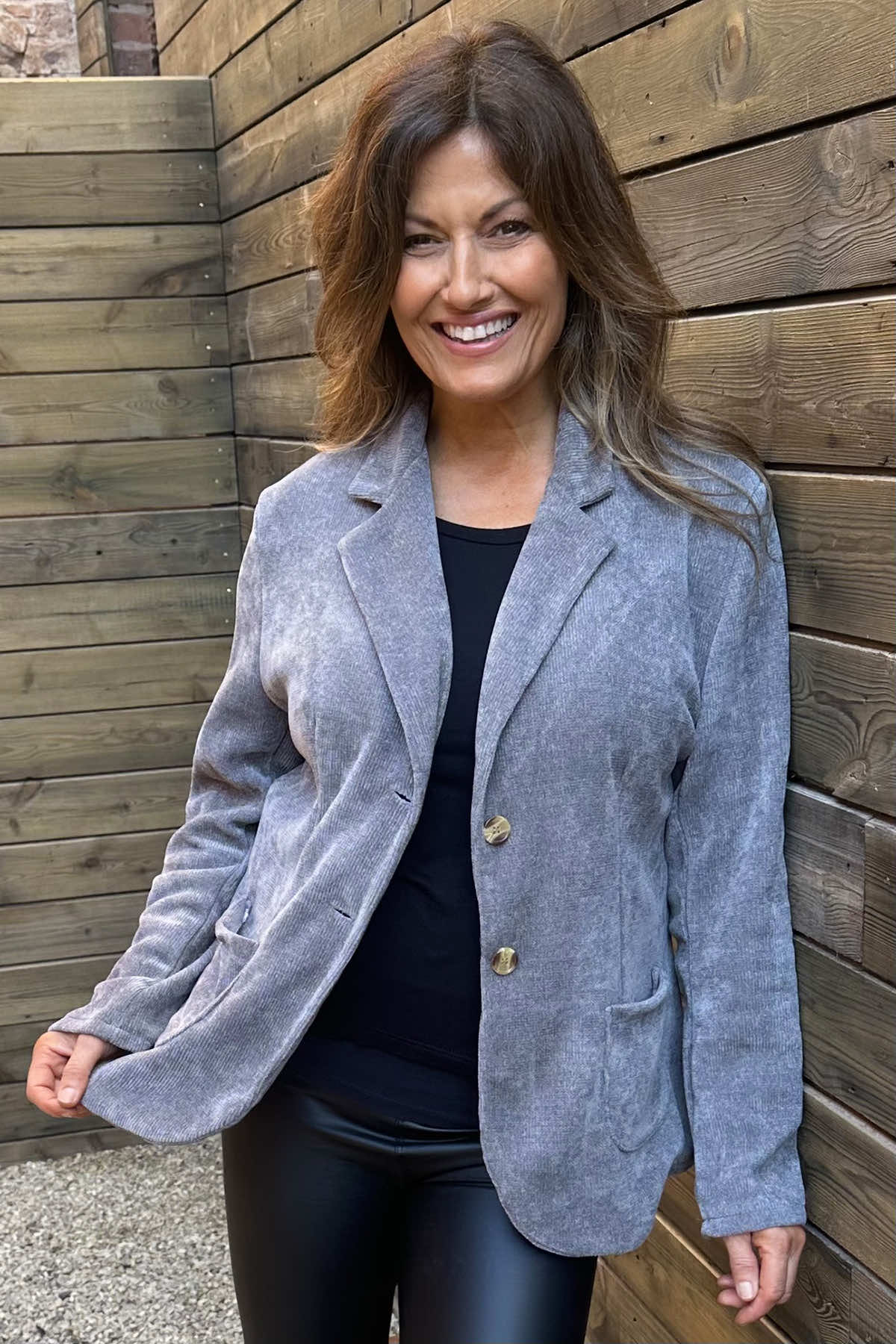 Stephanie Cord Jacket Grey