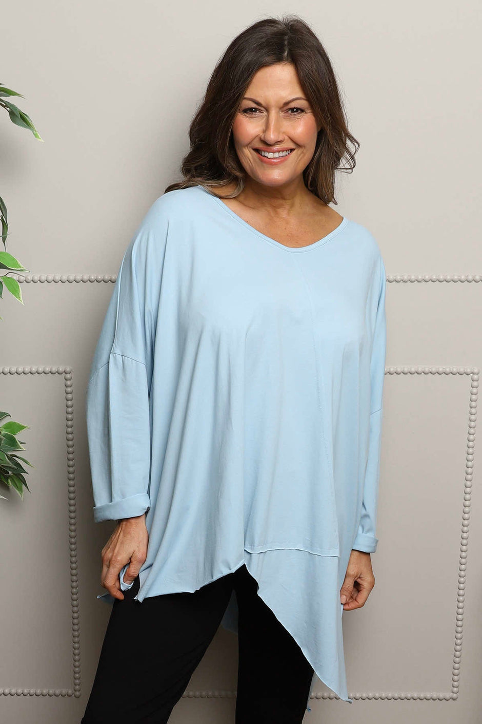 Jodie Dip Side Cotton Top Light Blue