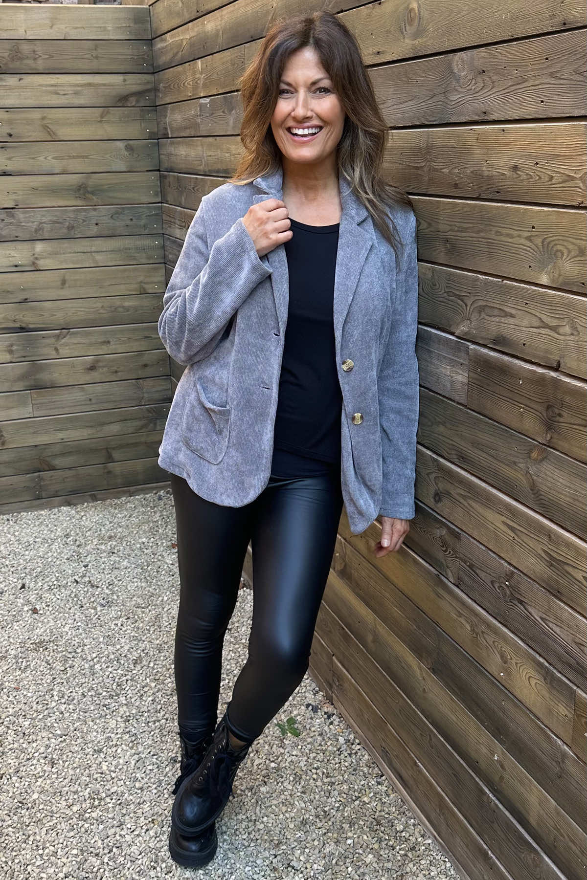 Stephanie Cord Jacket Grey